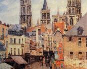 卡米耶 毕沙罗 : Rue de l'Eppicerie, Rouen - Morning, Grey Weather